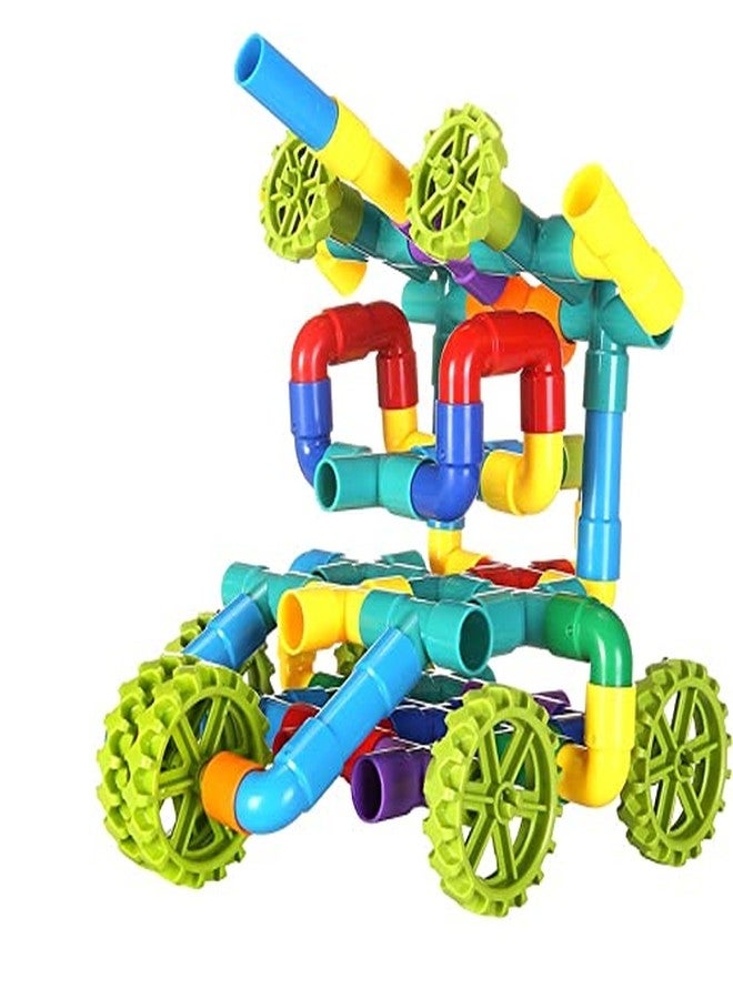 PULSBERY مكعبات بناء وألغاز غير قابلة للكسر من PULSBERY / لعبة مكعبات بناء ألغاز الأنابيب للأطفال، لون عشوائي (عبوة من 85 قطعة) - Image 3